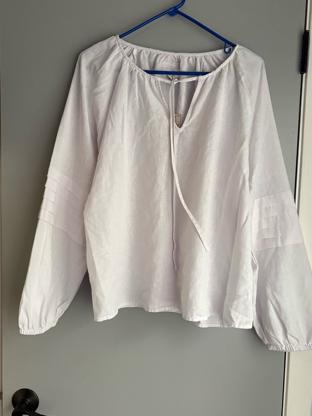 Velvet heart linen Peasant Tie-Neck Tunic